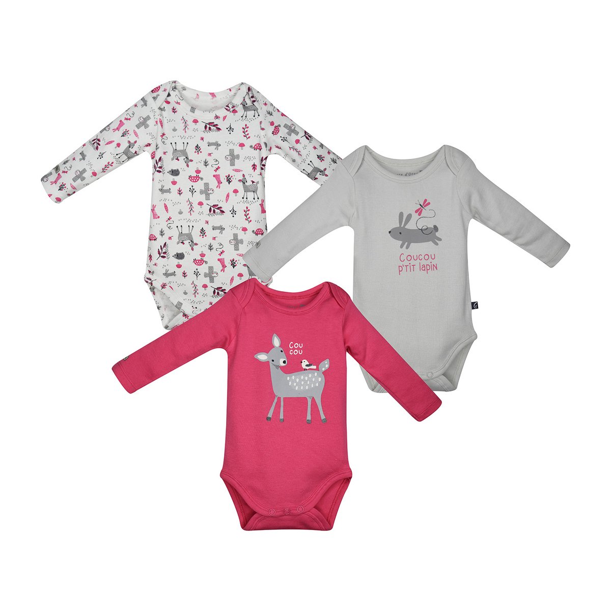 Lot 3 bodies bebe manches longues florine rose, SUCRE D'ORGE