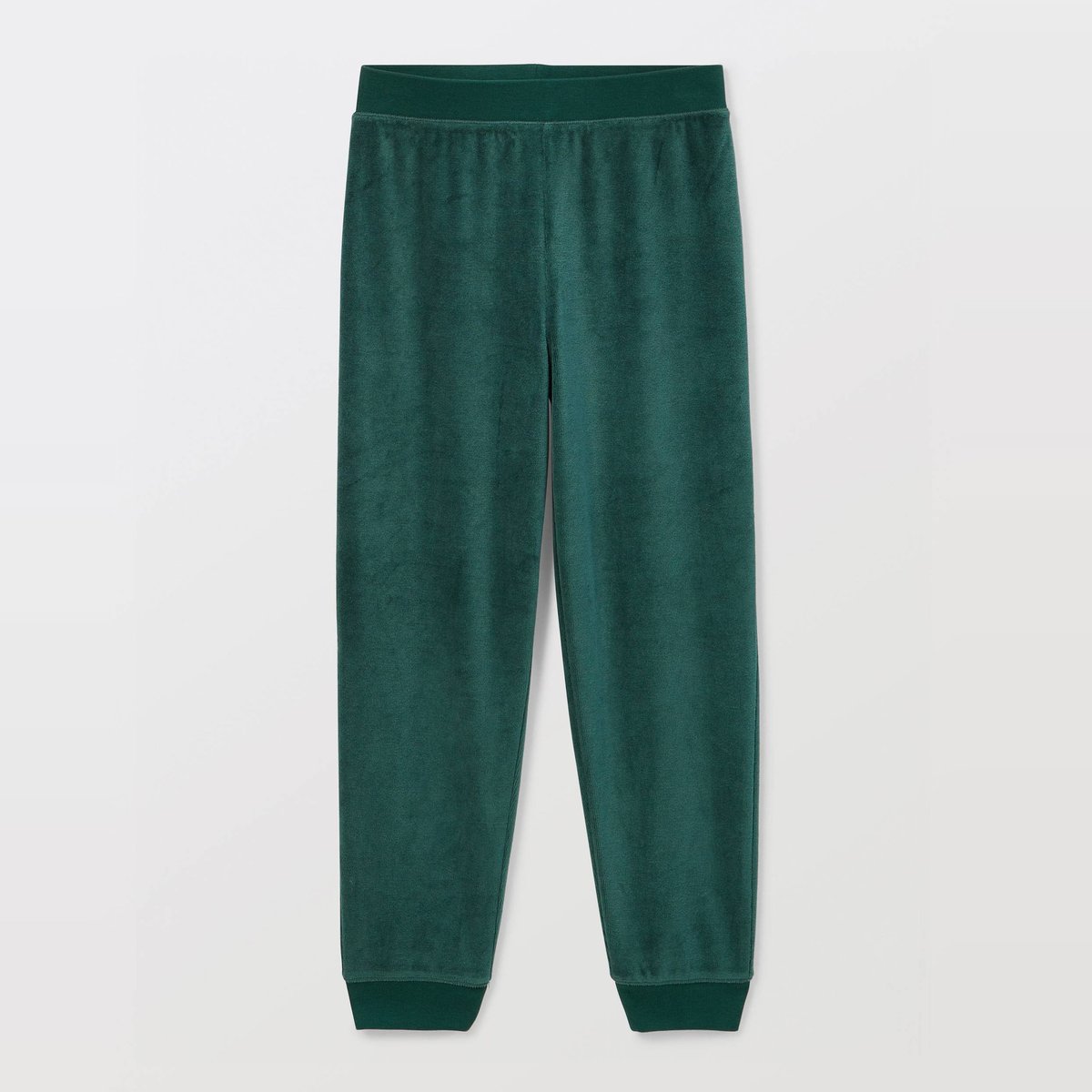 Pyjama manches longues rayé en velours en coton BIO GOTS sapin, MONOPRIX