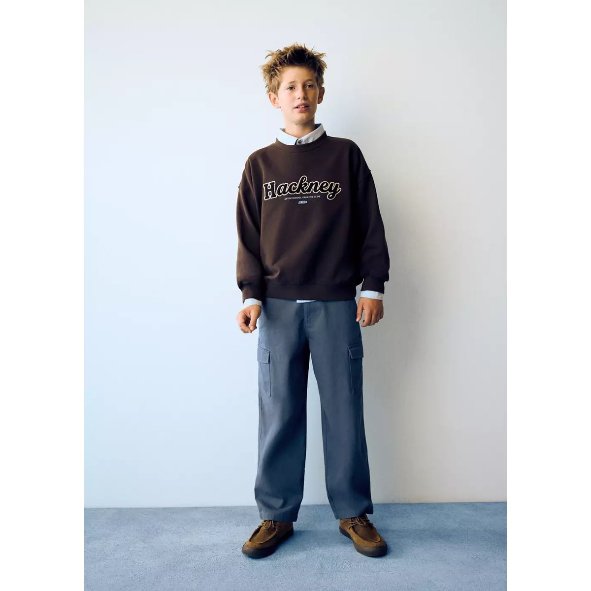 Pantalon cargo coton regular-fit bleu, MANGO KIDS