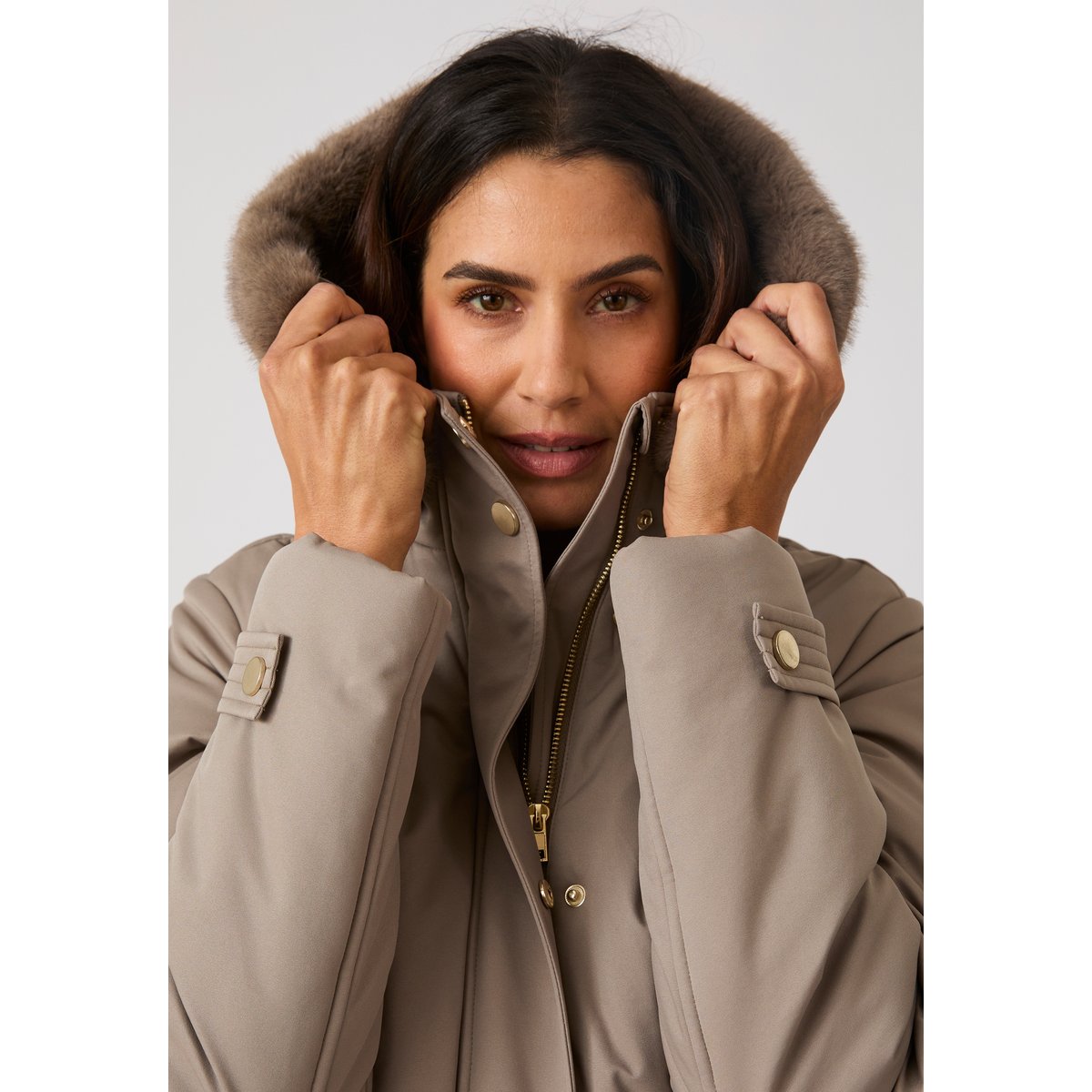 Parka matelassée Thermolactyl gris taupe, DAMART