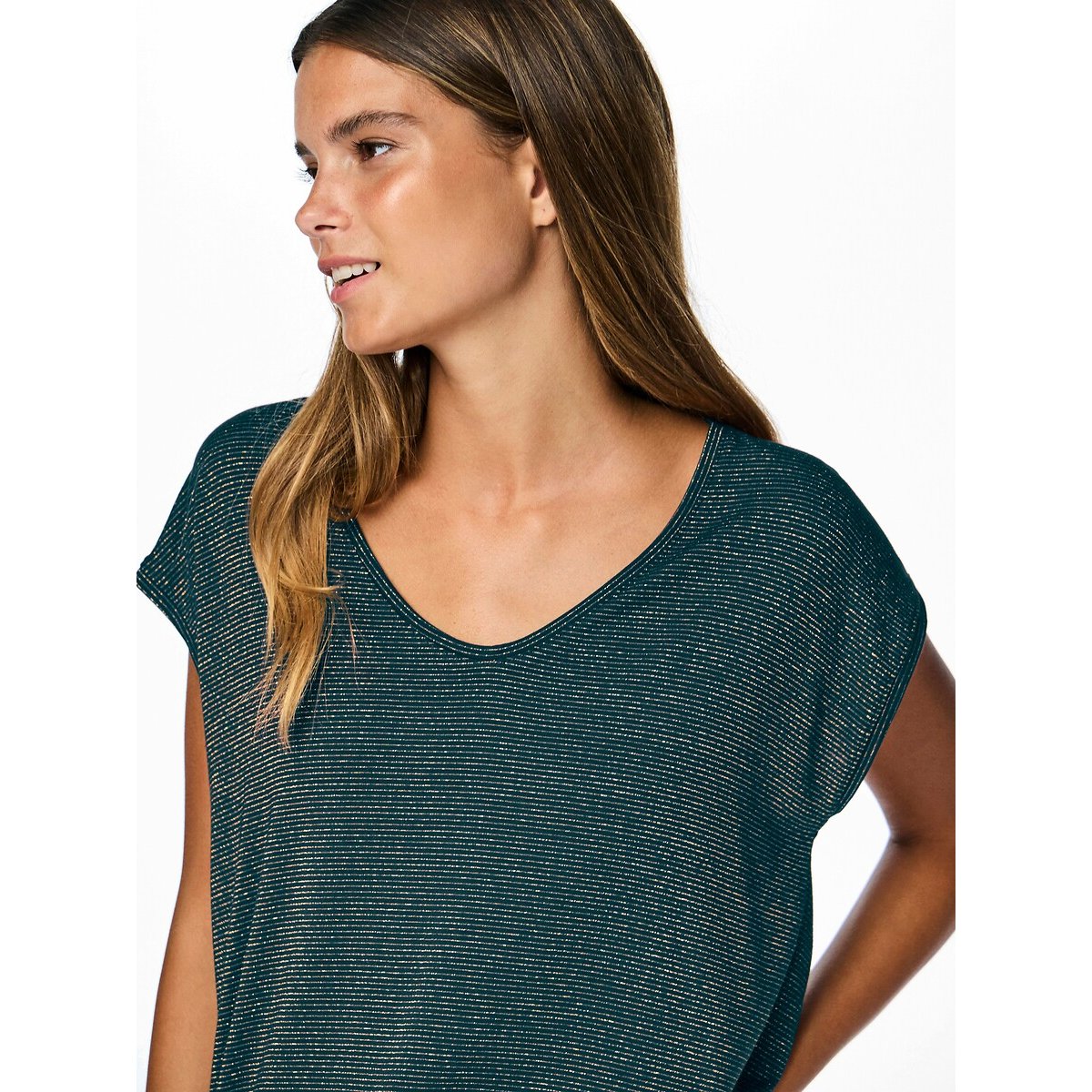 Camiseta efecto brillante azul/dorado, PIECES