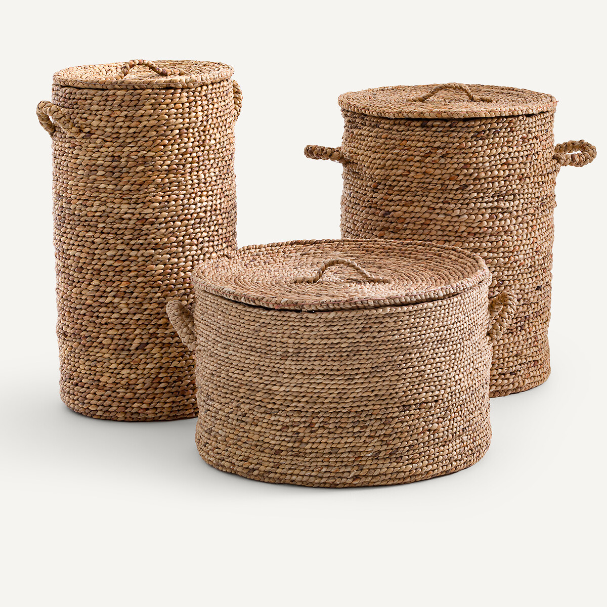 Panier à linge rond tressé en jacinthe d'eau, LIAN naturel, AM.PM