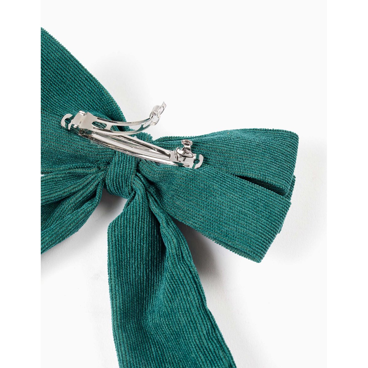 Barrette à cheveux avec nœud en velours côtelé vert foncé, ZIPPY
