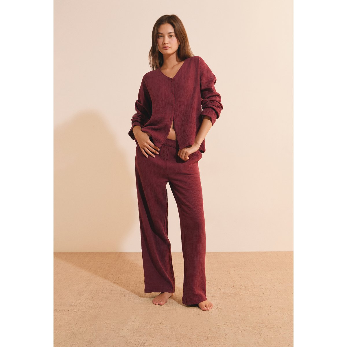 Pantalon de pyjama à motifs en coton CLEA grenadine, ETAM