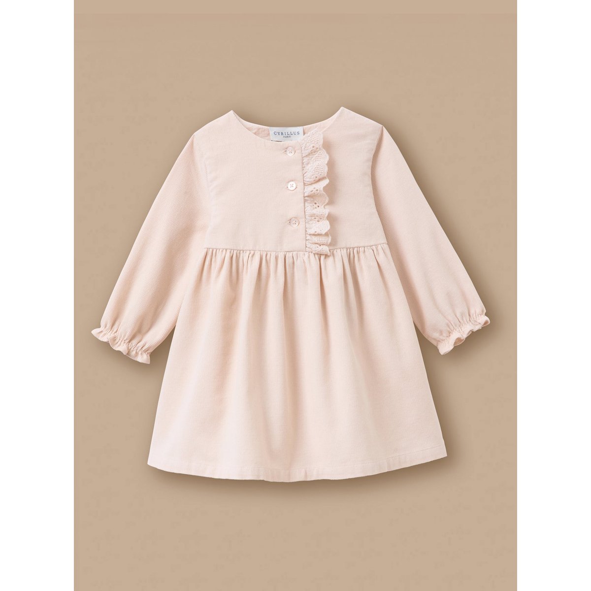 Robe velours et broderie vanille, CYRILLUS