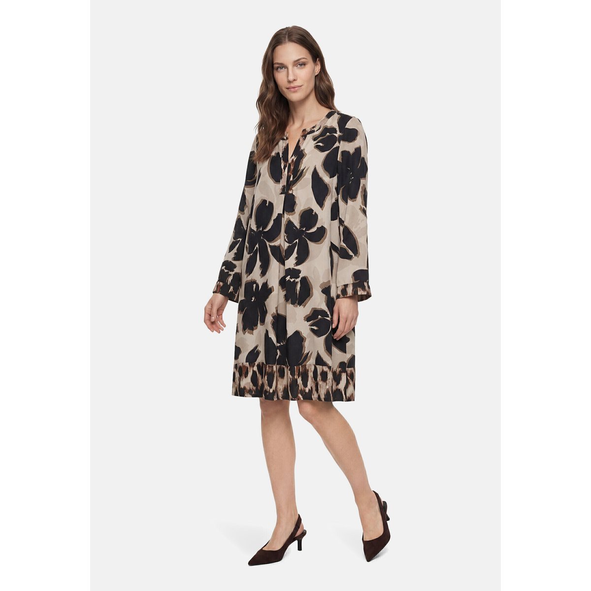 Robe tunique à manches longues beige/noir, BETTY BARCLAY