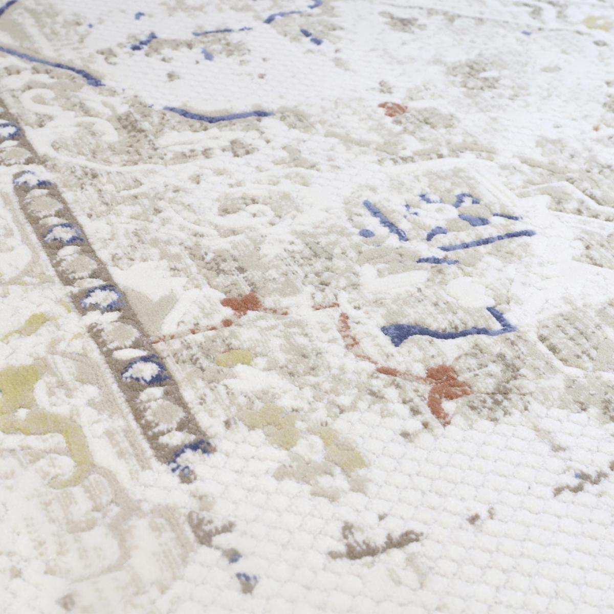 Tapis d'orient, motif oriental, LYN55 SAMARA crème, beige, bleu, UN AMOUR DE TAPIS