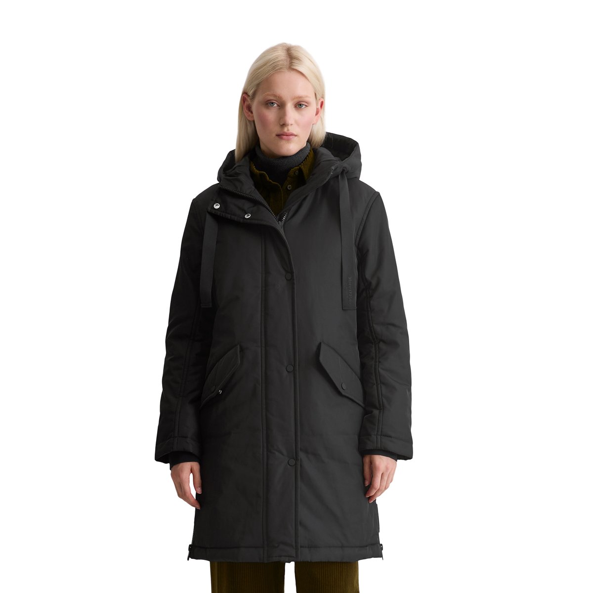 Veste parka matelassée fitted en sergé de polyester recyclé WR noir, MARC O'POLO
