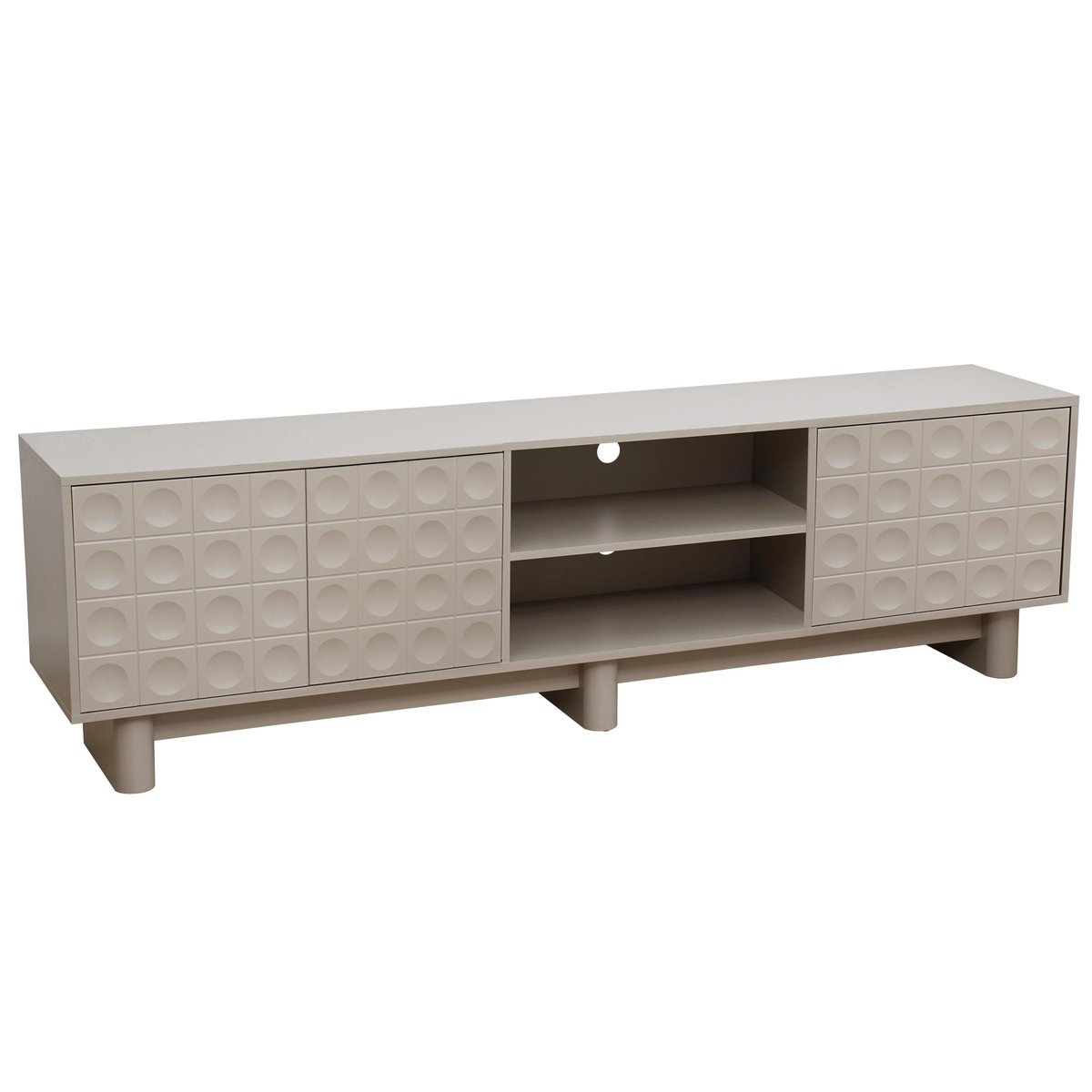 Meuble TV en mélaminé 200 cm, OCTAVE beige, OVIALA