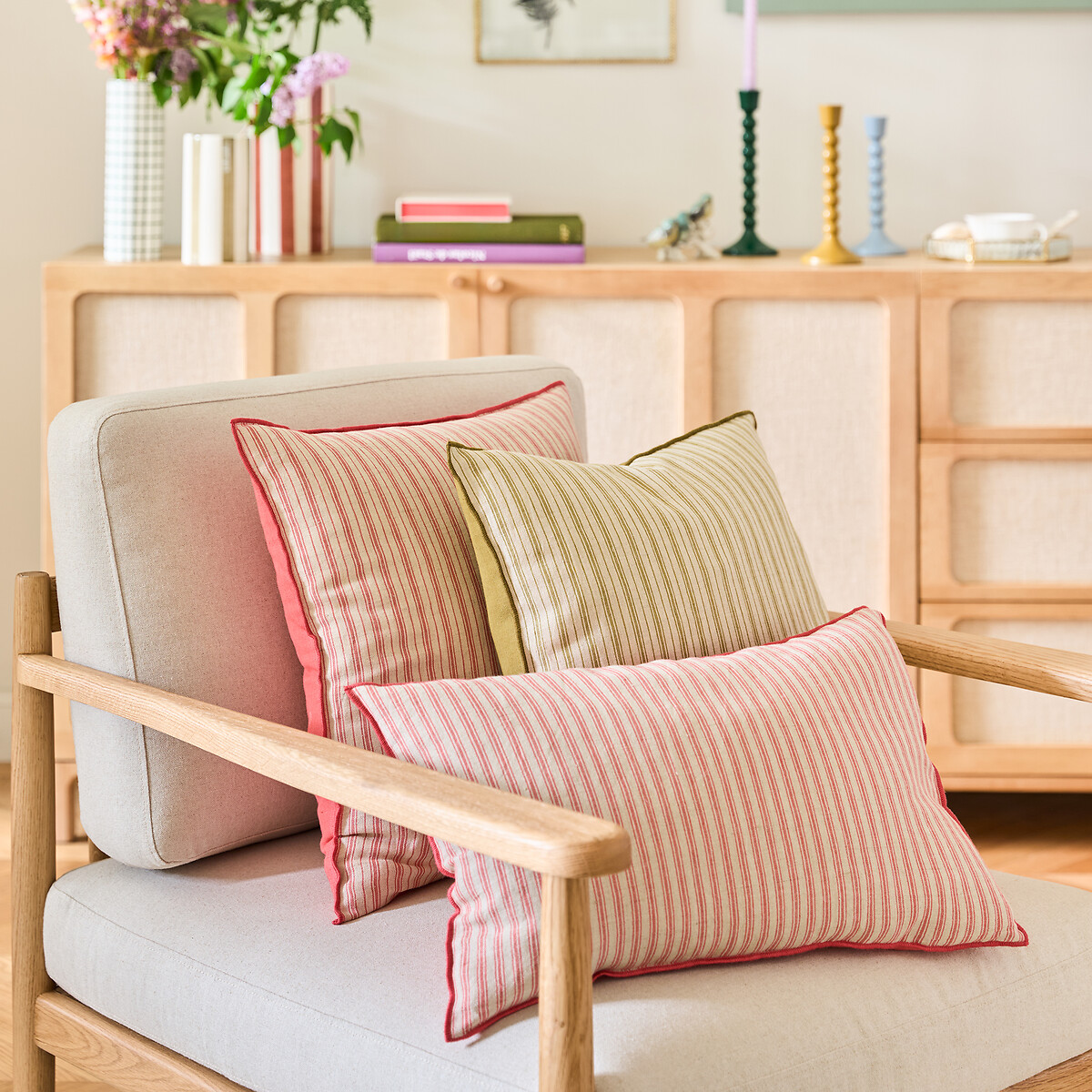 Housse de coussin lin/coton, Enni absinthe, LA REDOUTE INTERIEURS