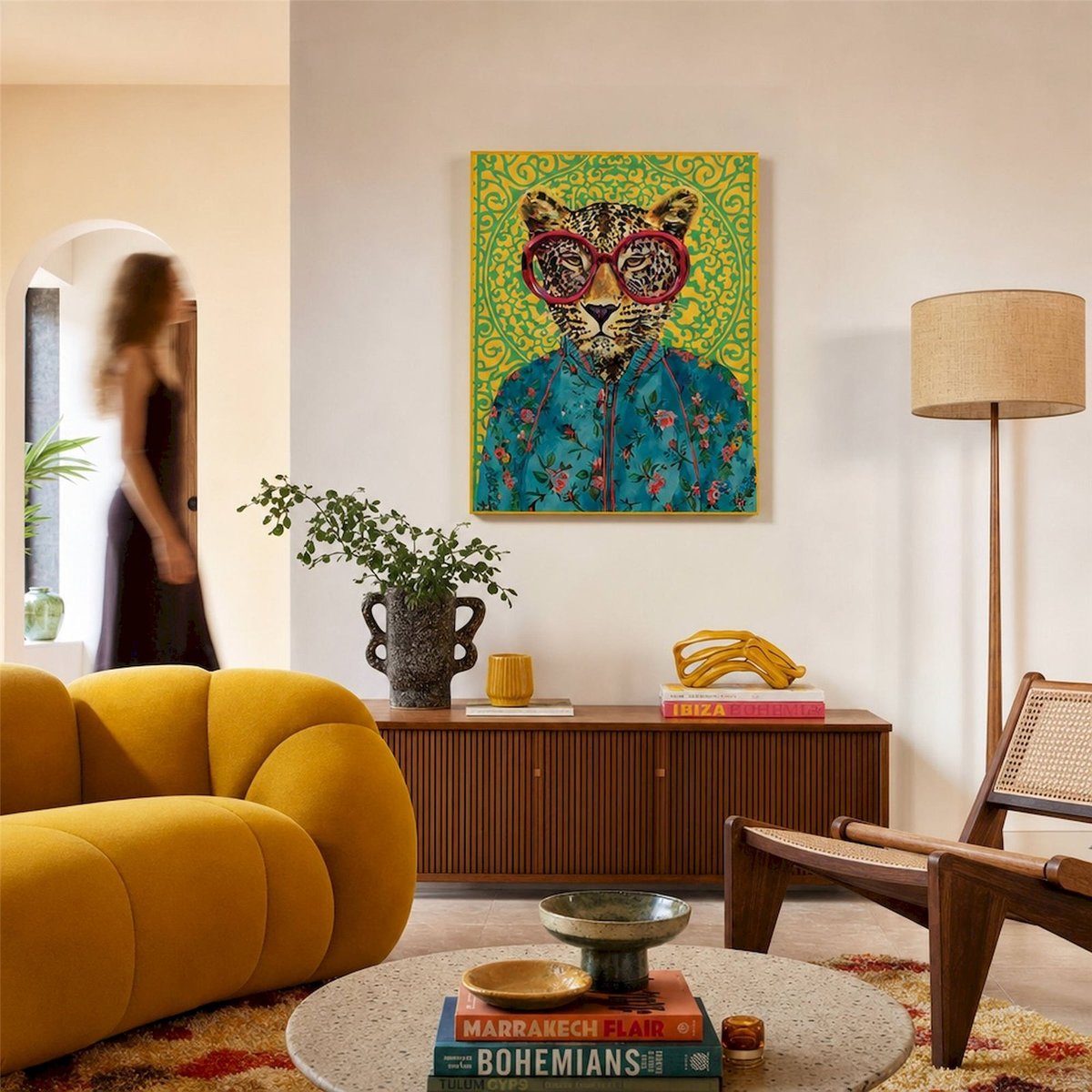 Décoration murale tigre pop art sur toile multicolore, RECOLLECTION