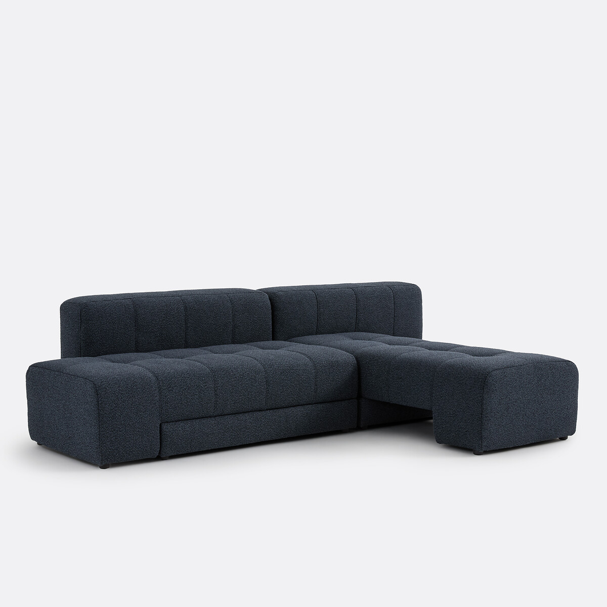 Canapé droit, 5 places, 4 en 1, en bouclette fine, FANO bleu, LA REDOUTE INTERIEURS