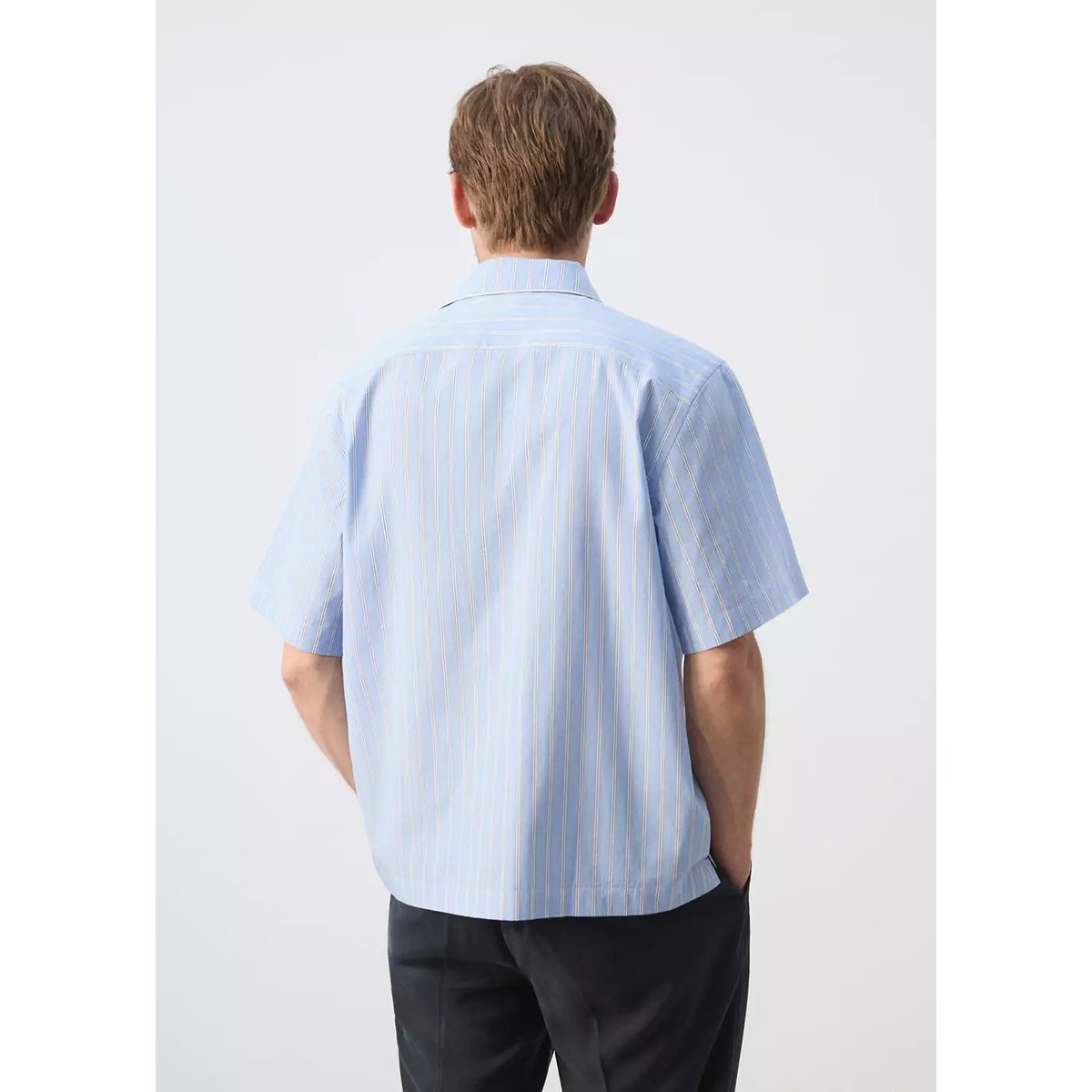 Chemise 100 % coton rayures bleu ciel, MANGO MAN