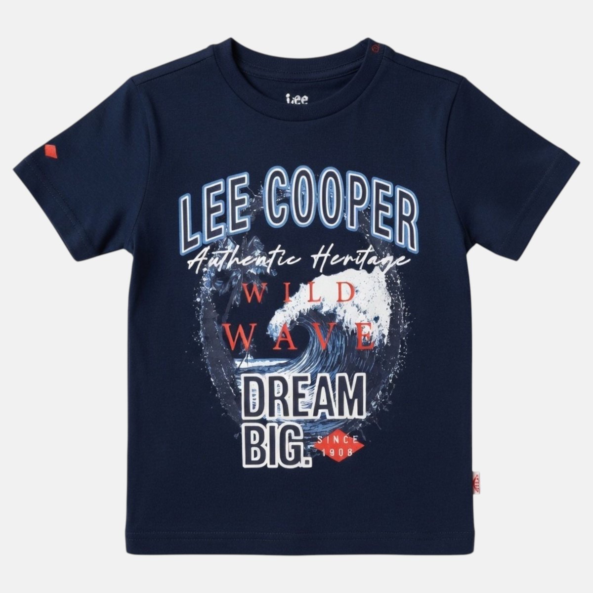 T-shirt manches courtes imprimé, col rond SURF CLUB bleu marine, LEE COOPER
