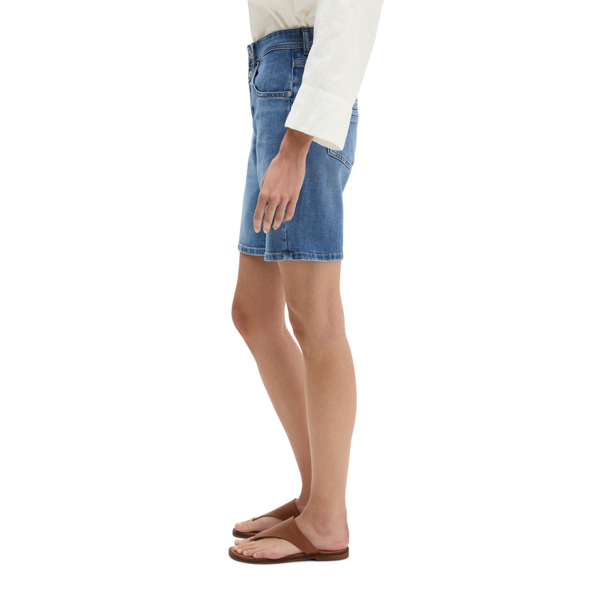 Short en jean loose en stretch doux Organic Cotton-Lyocell bleu clair, MARC O'POLO