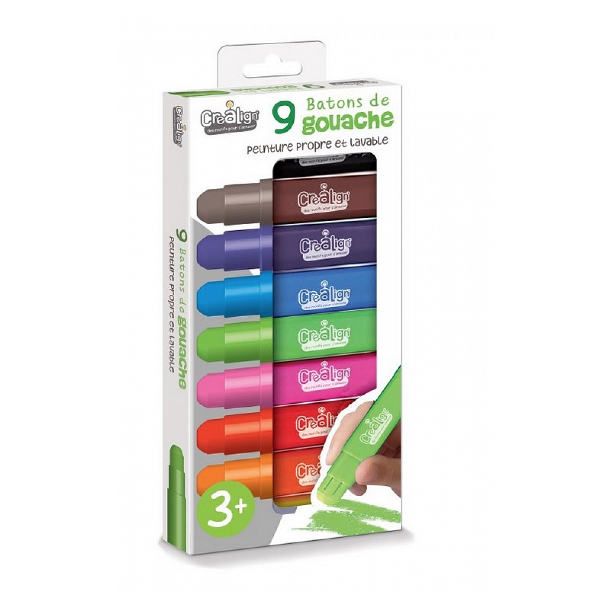 Boite de 9 crayons gras retractables couleur unique, CREA.LIGN