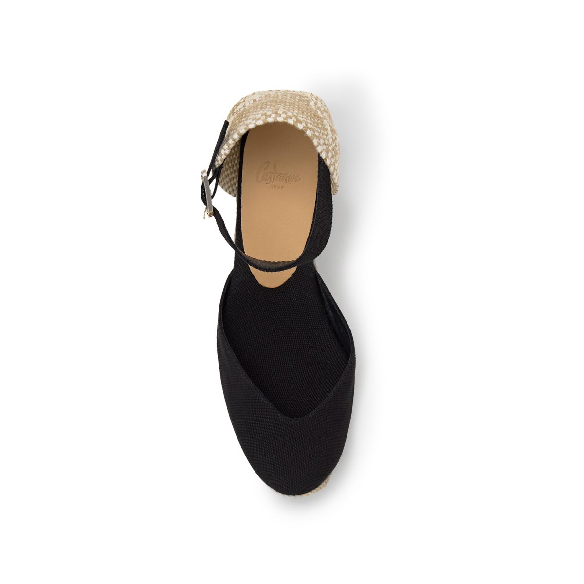 Espadrilles compensées en coton bio à bride  CHIARITA LIGHT PLATFORM noir, CASTANER