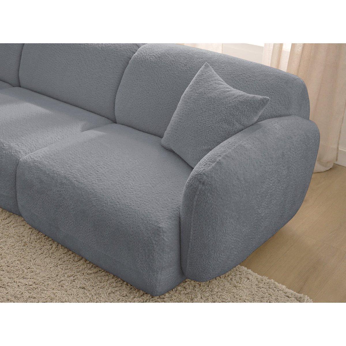 Canapé modulable 6 places en tissu chenille, ANDA gris, BOBOCHIC