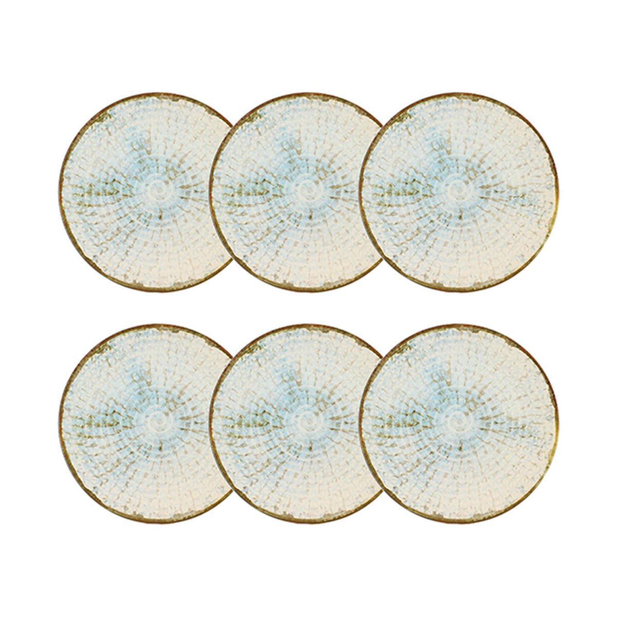 Lot de 6 assiettes plates 26cm en faïence, MINERAL bleu-gris, NOVASTYL