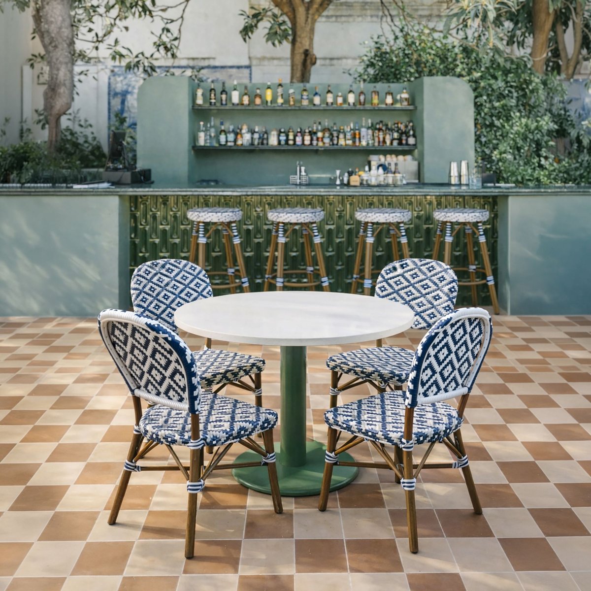 Lot de 2 chaises de terrasse effet rotin naturel, SCALA bleu, NOW'S HOME