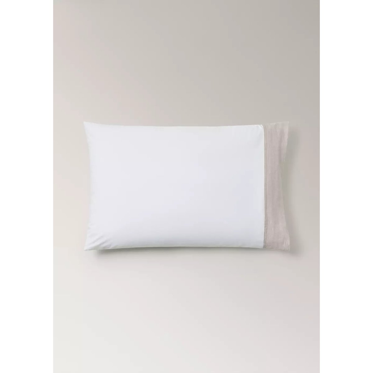 Deux taies d'oreiller coton brodé lin 50x75 cm sable, MANGO HOME