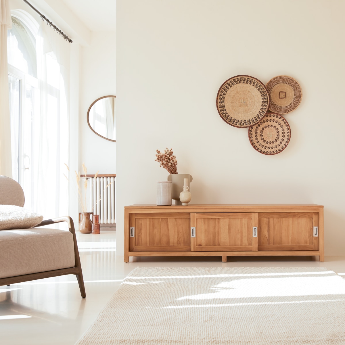 Meuble Hi-FI, TV en Teck massif, COFFEE TEK naturel, TIKAMOON