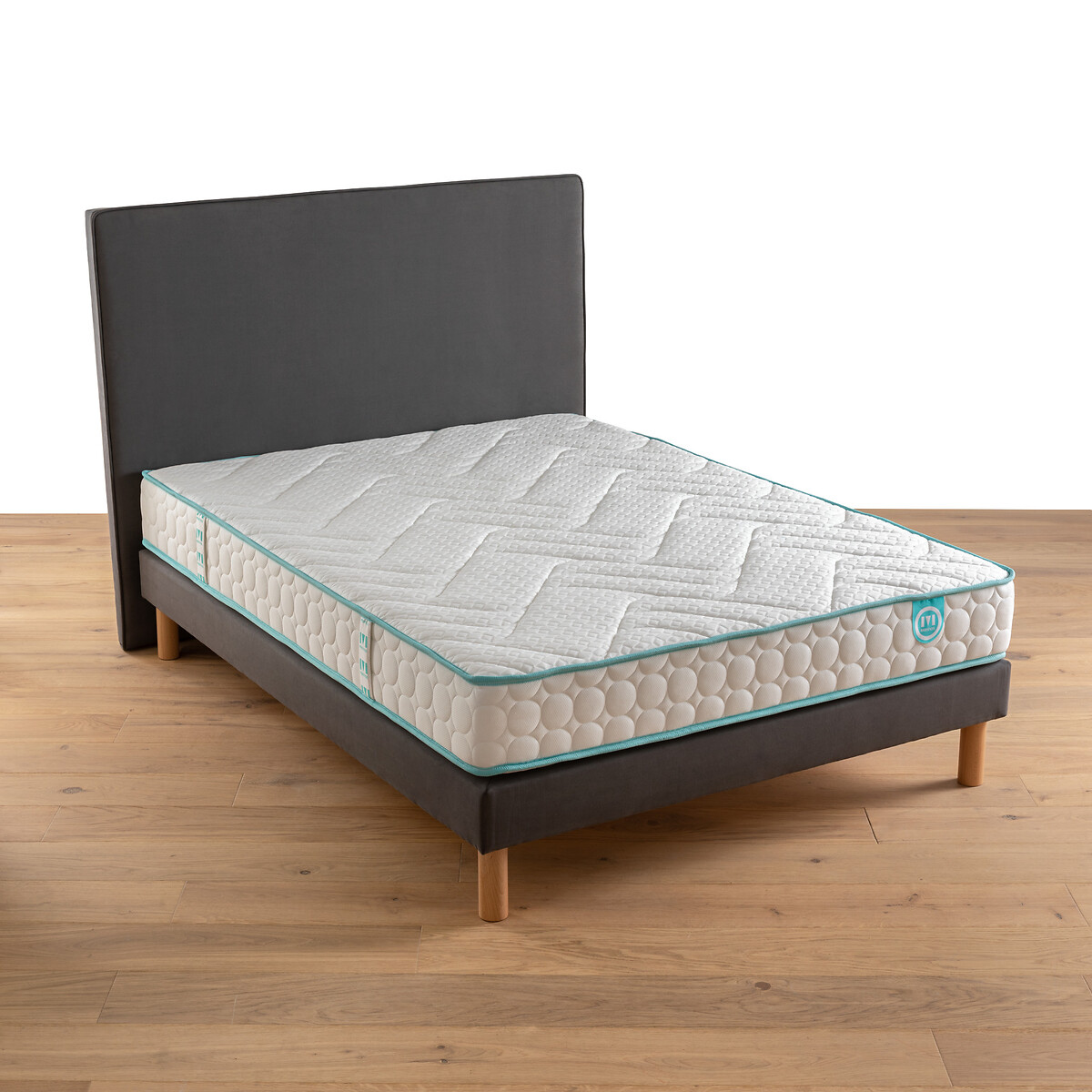 Schuimmatras, groot comfort+Visco Le Tout Tonique wit/blauw, MERINOS