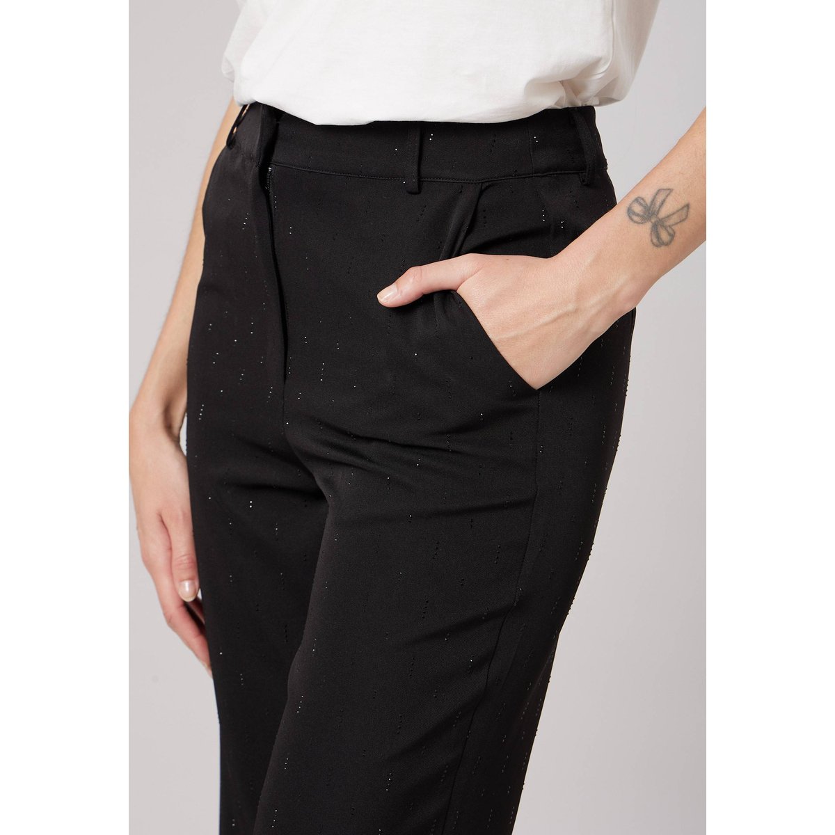 Pantalon large femme à strass CLAUDIA noir, DEELUXE