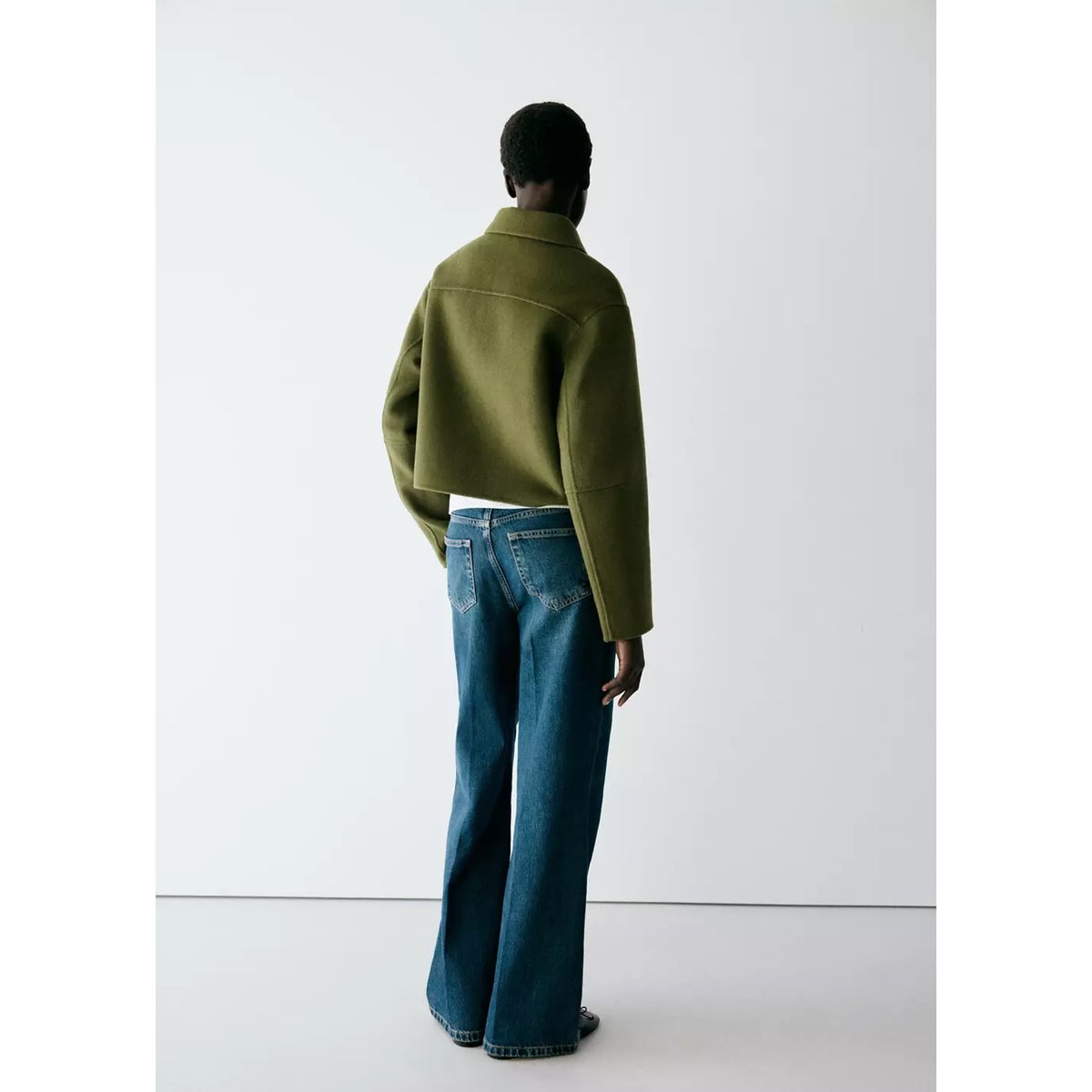 Veste laine col classique vert, MANGO