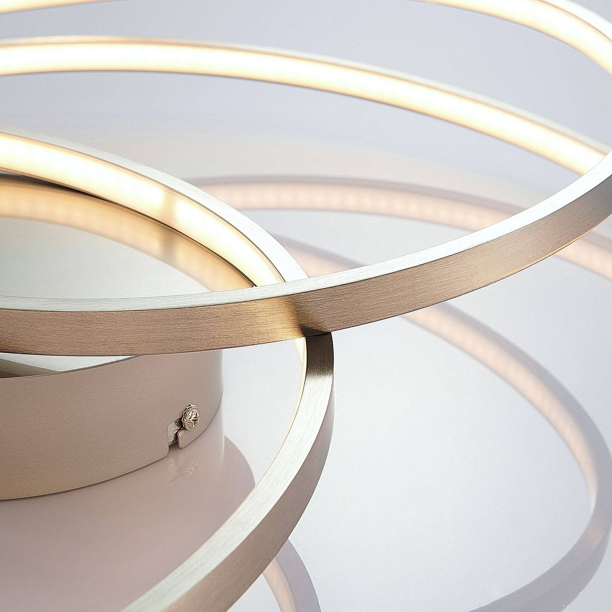 Plafonnier en métal moderneLED, Joline nickel satiné, LINDBY