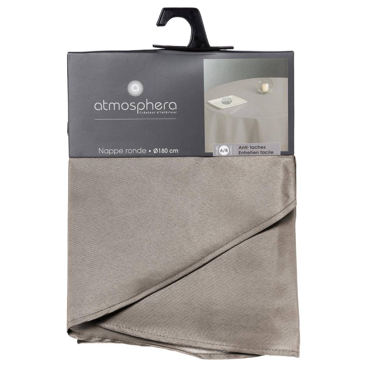 Nappe ronde anti-tâche LALLIE beige lin, ATMOSPHERA