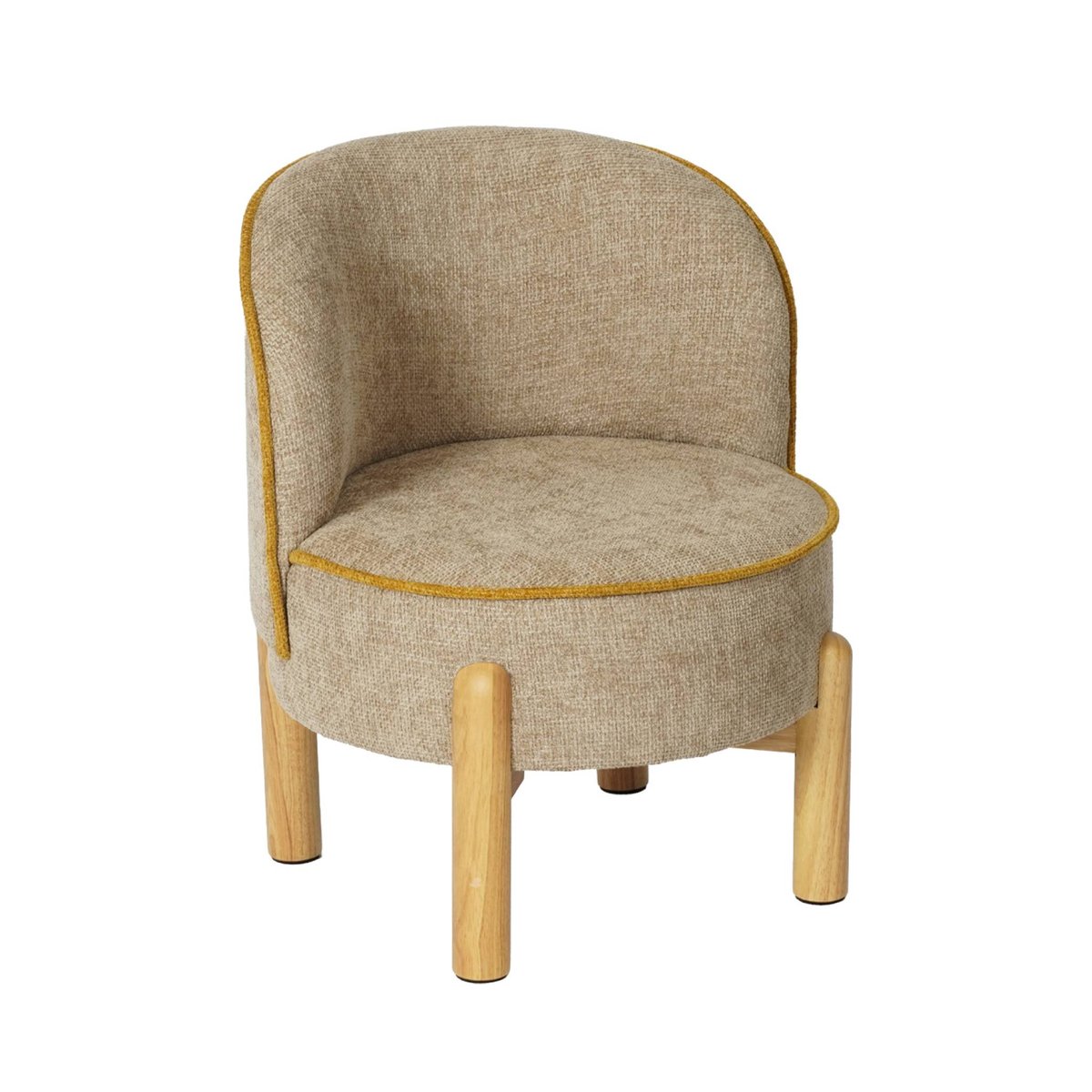 Fauteuil vintage enfant bois d'hévéa et tissu chenille LOUISA taupe, SWEEEK