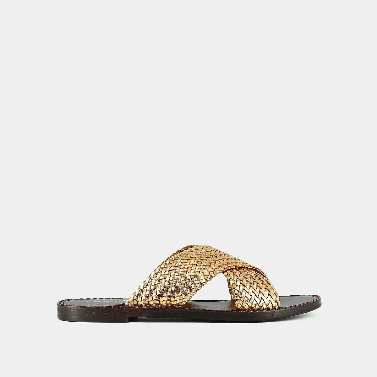 Mules plates en cuir Witch doré, JONAK
