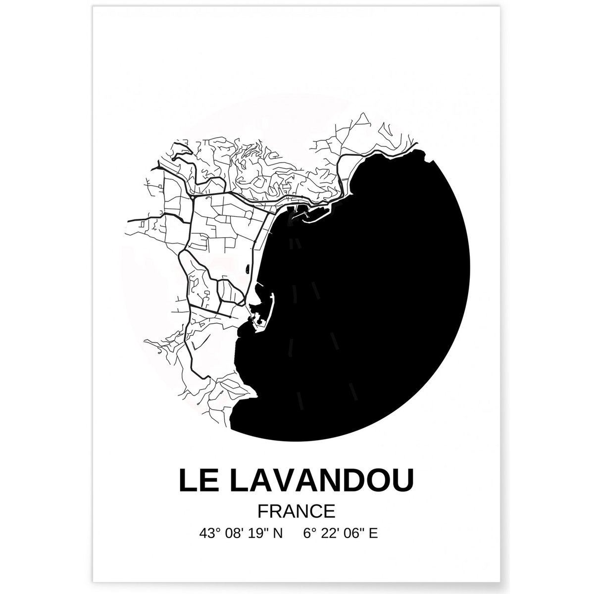 Affiche Carte Le Lavandou blanc, L'AFFICHERIE
