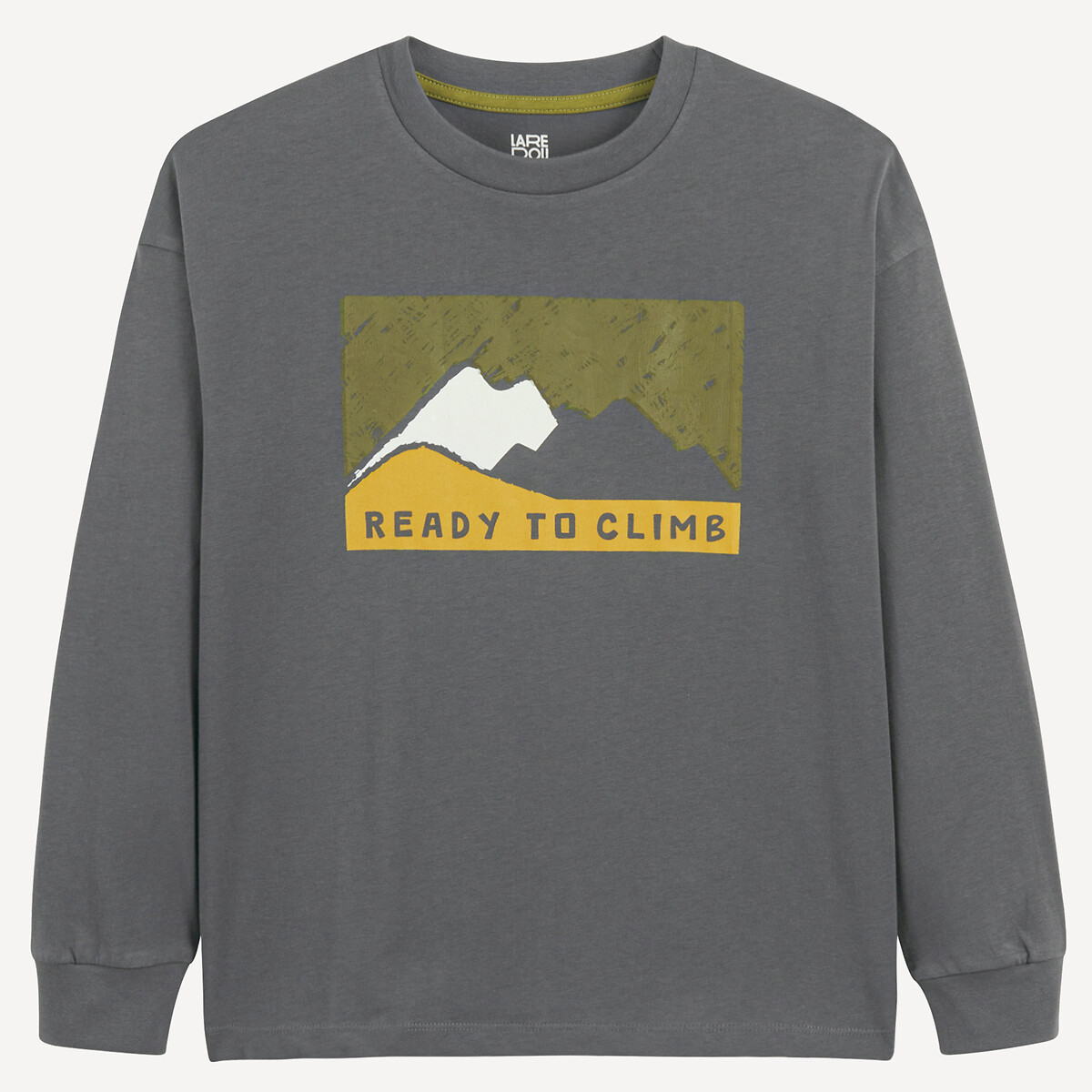 T-shirt manches longues imprimé montagnes gris anthracite, LA REDOUTE COLLECTIONS