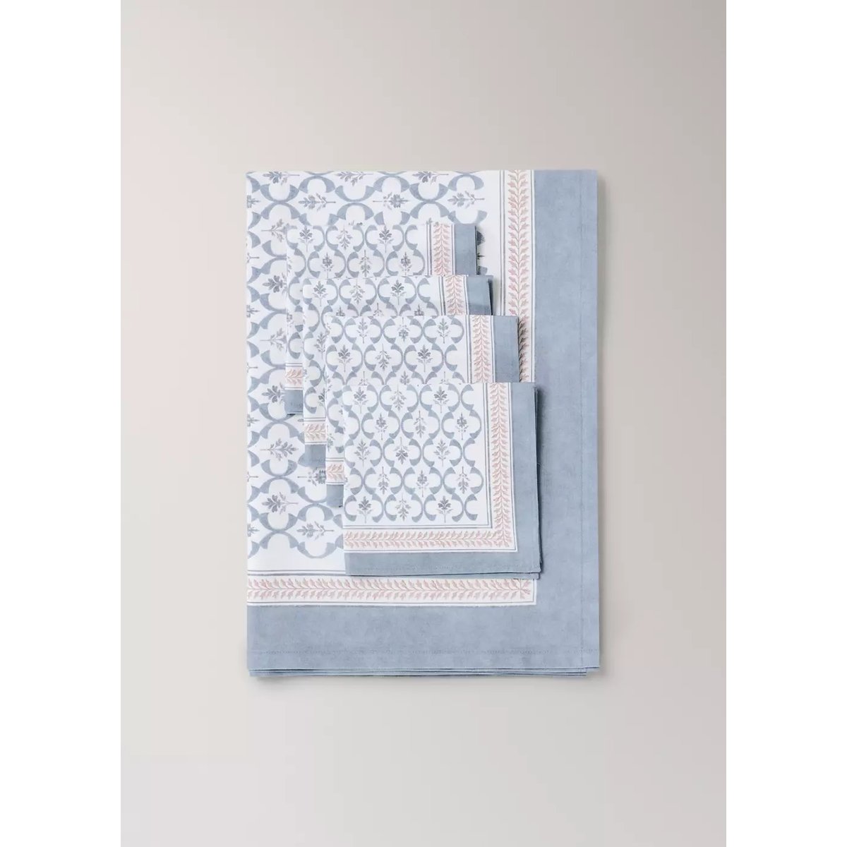 Serviettes de table en coton à imprimé treillis bleu, MANGO HOME