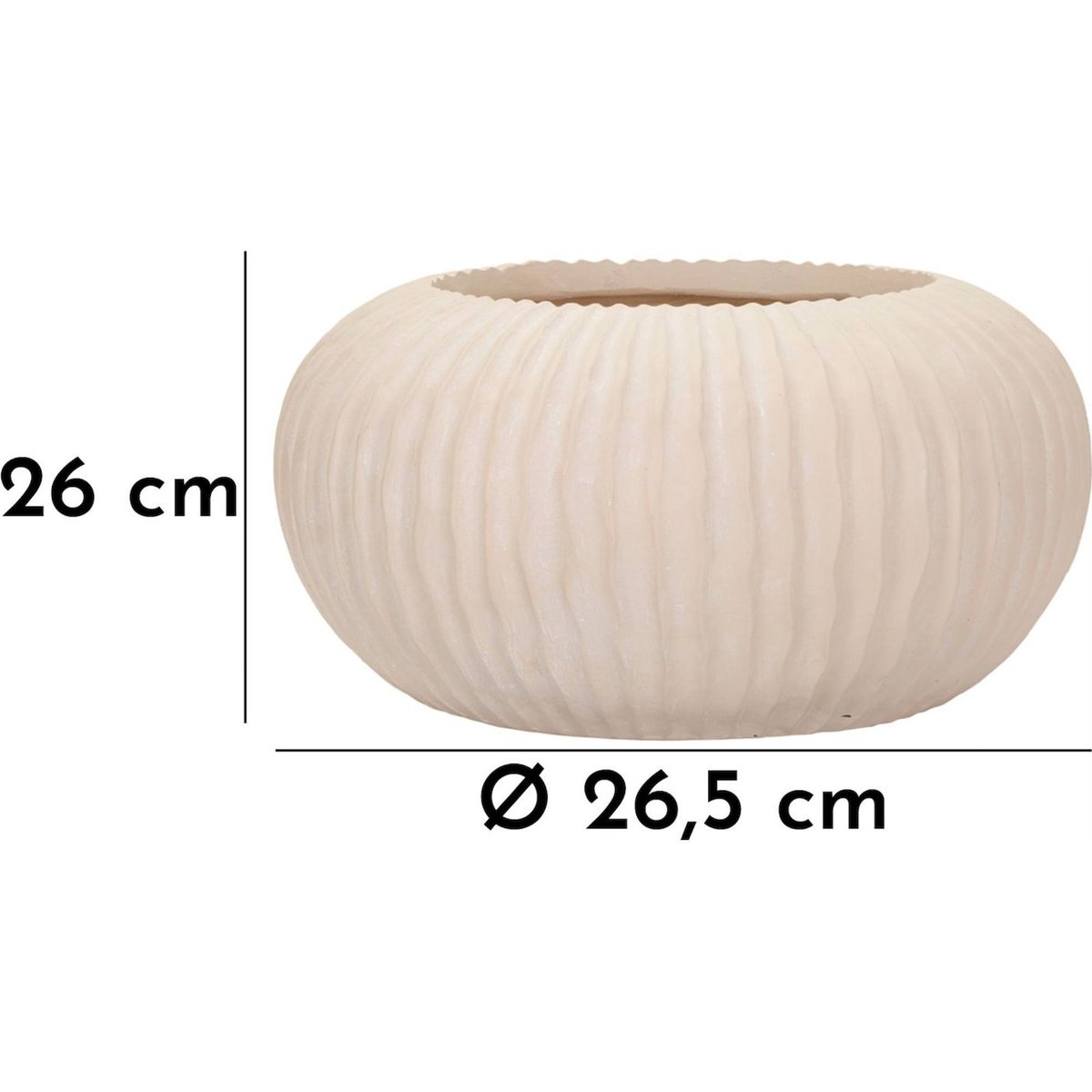 Vase bas nervuré à poser élégant MODERN crème, RECOLLECTION