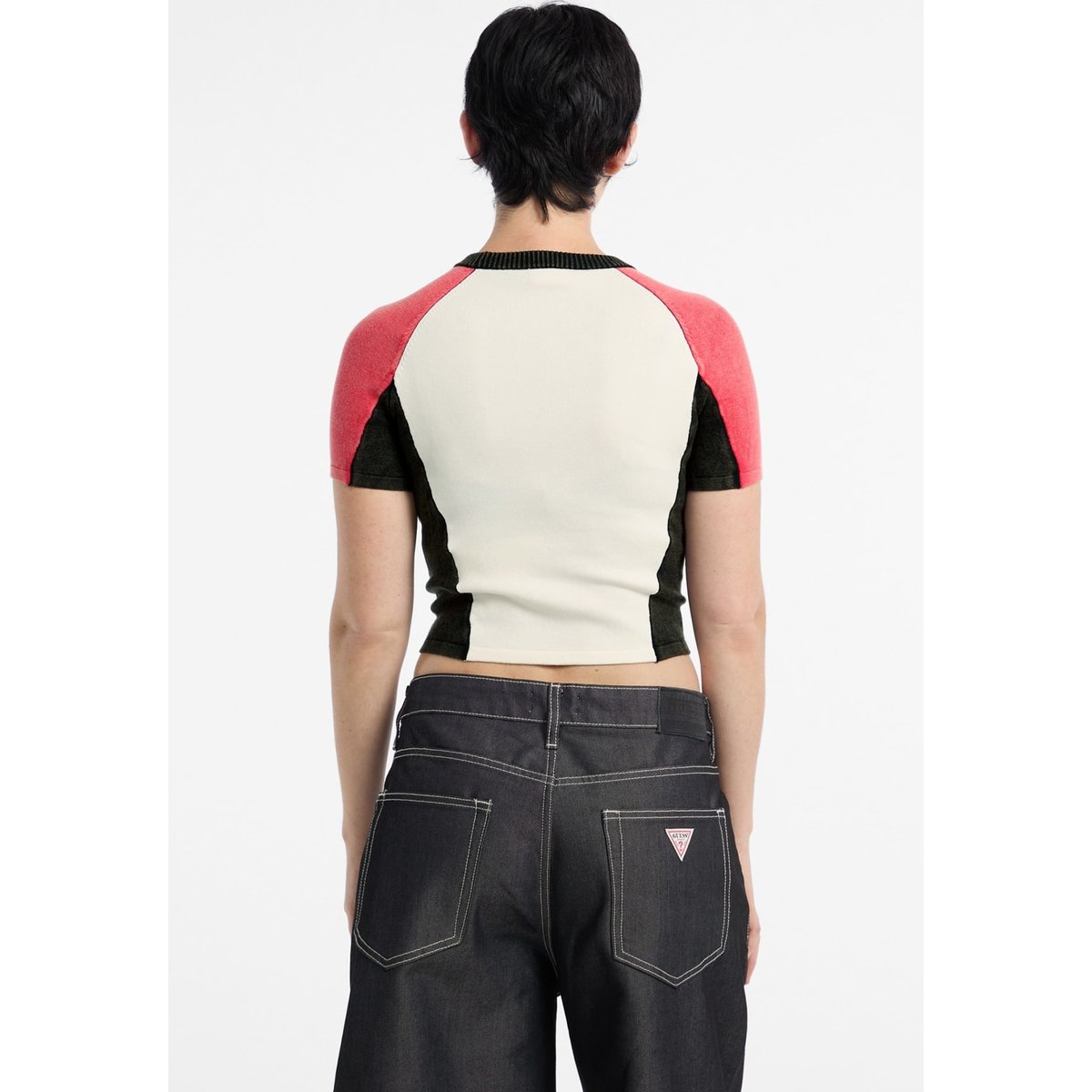 Pull Crop Logo rouge, GUESS JEANS