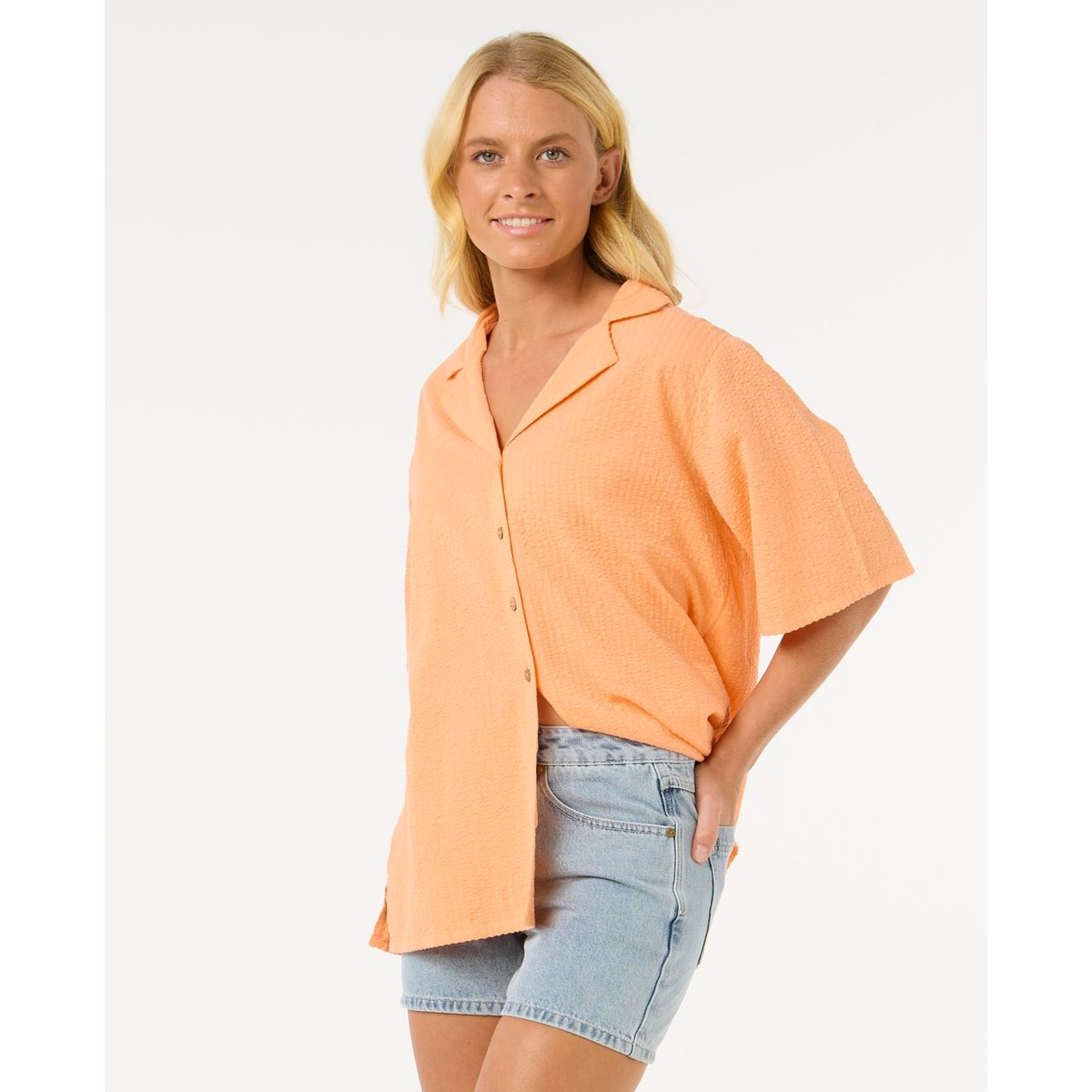 Chemise CALA VADELLA TEXTURED SHIRT orange, RIP CURL