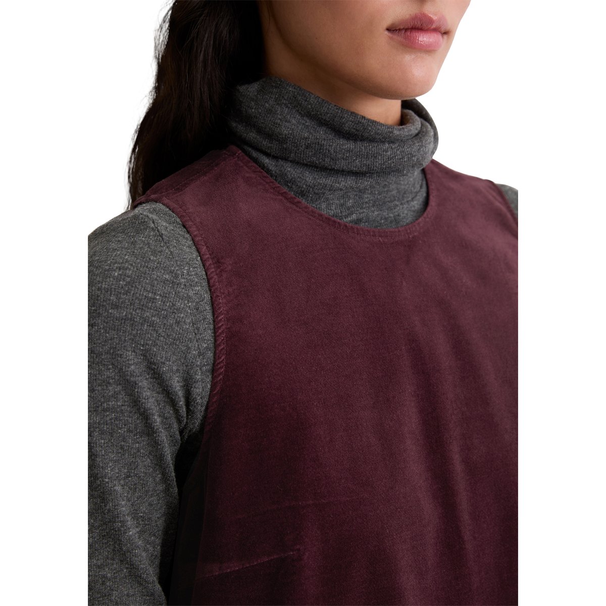 Robe courte en velours straight en coton organique-viscose stretch dunkelrot, MARC O'POLO