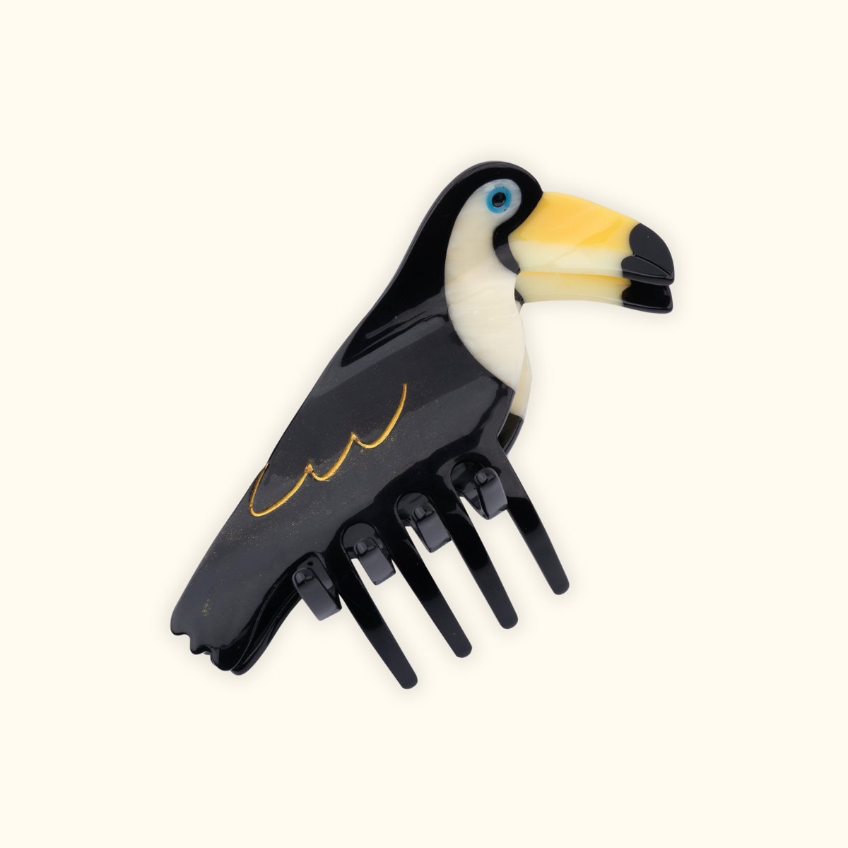 Grande pince à cheveux Toucan noir, COUCOU SUZETTE