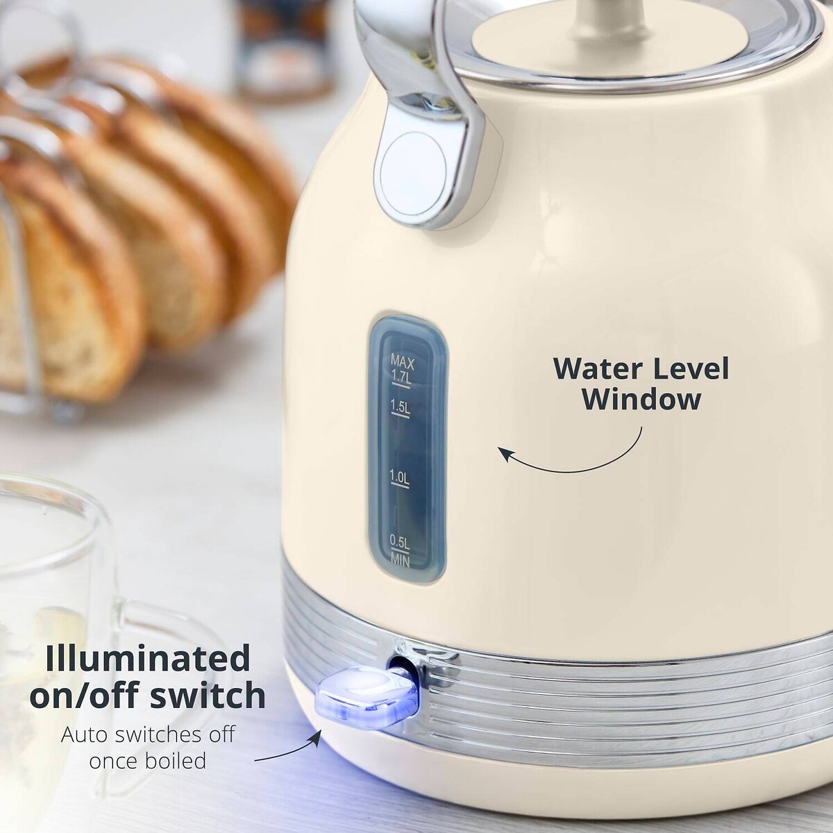 RetroRevive 1.7L Traditional kettle cream, SWAN