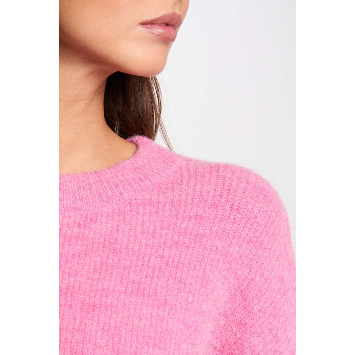 Pull col rond manches longues rose, MORGAN