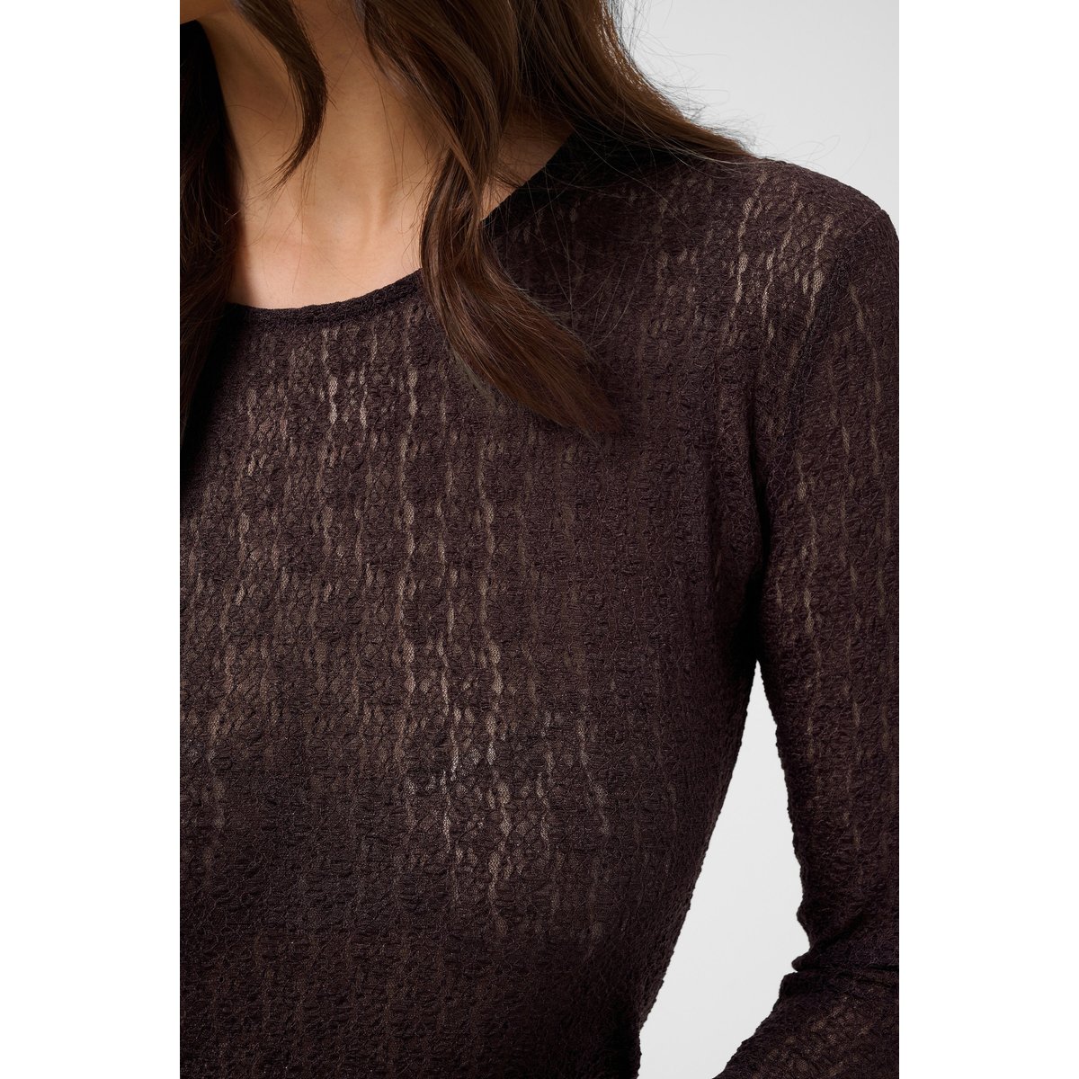 T-shirt à manches longues marron fudge, KAFFE