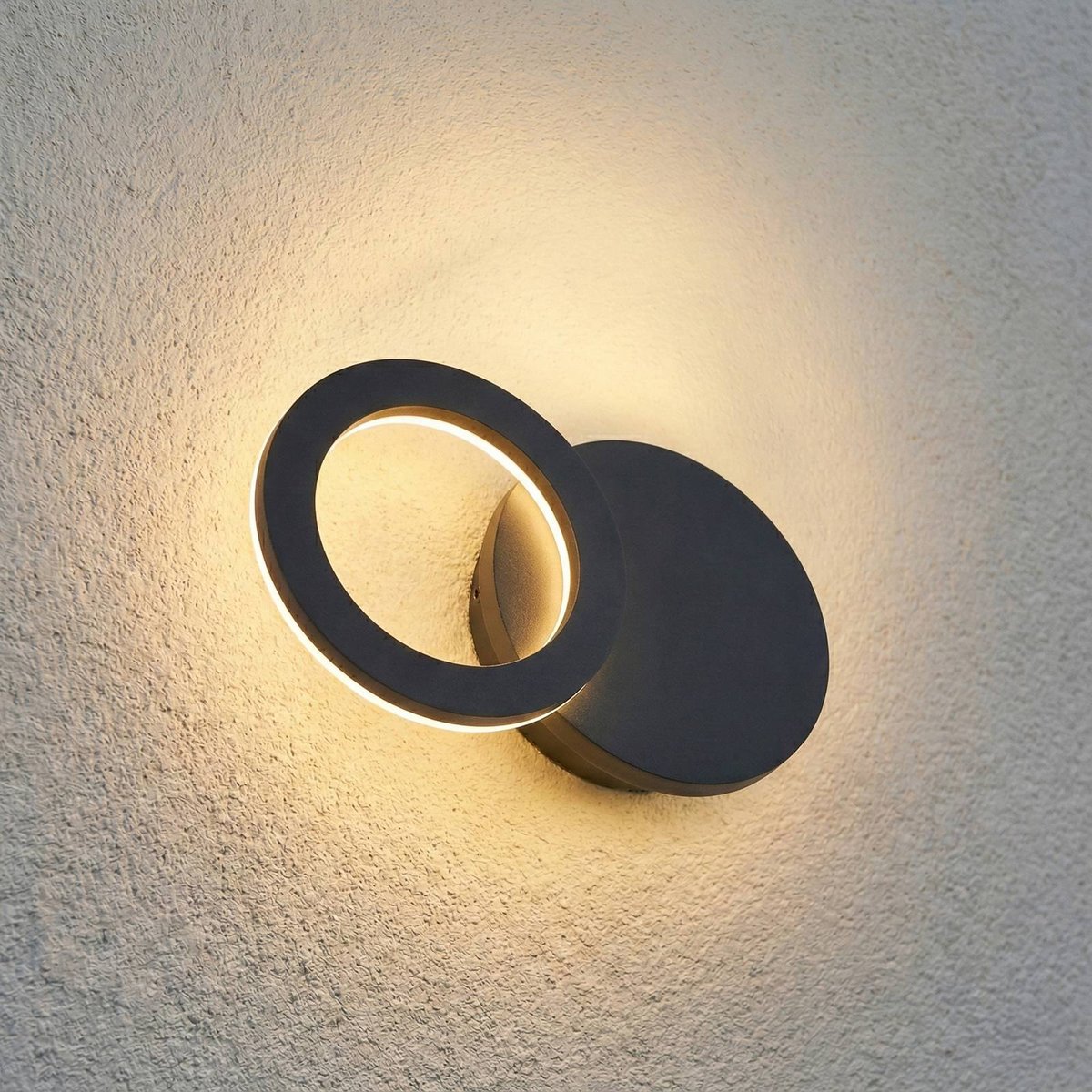 Applique extérieure en aluminium moderneLED noir, LINDBY