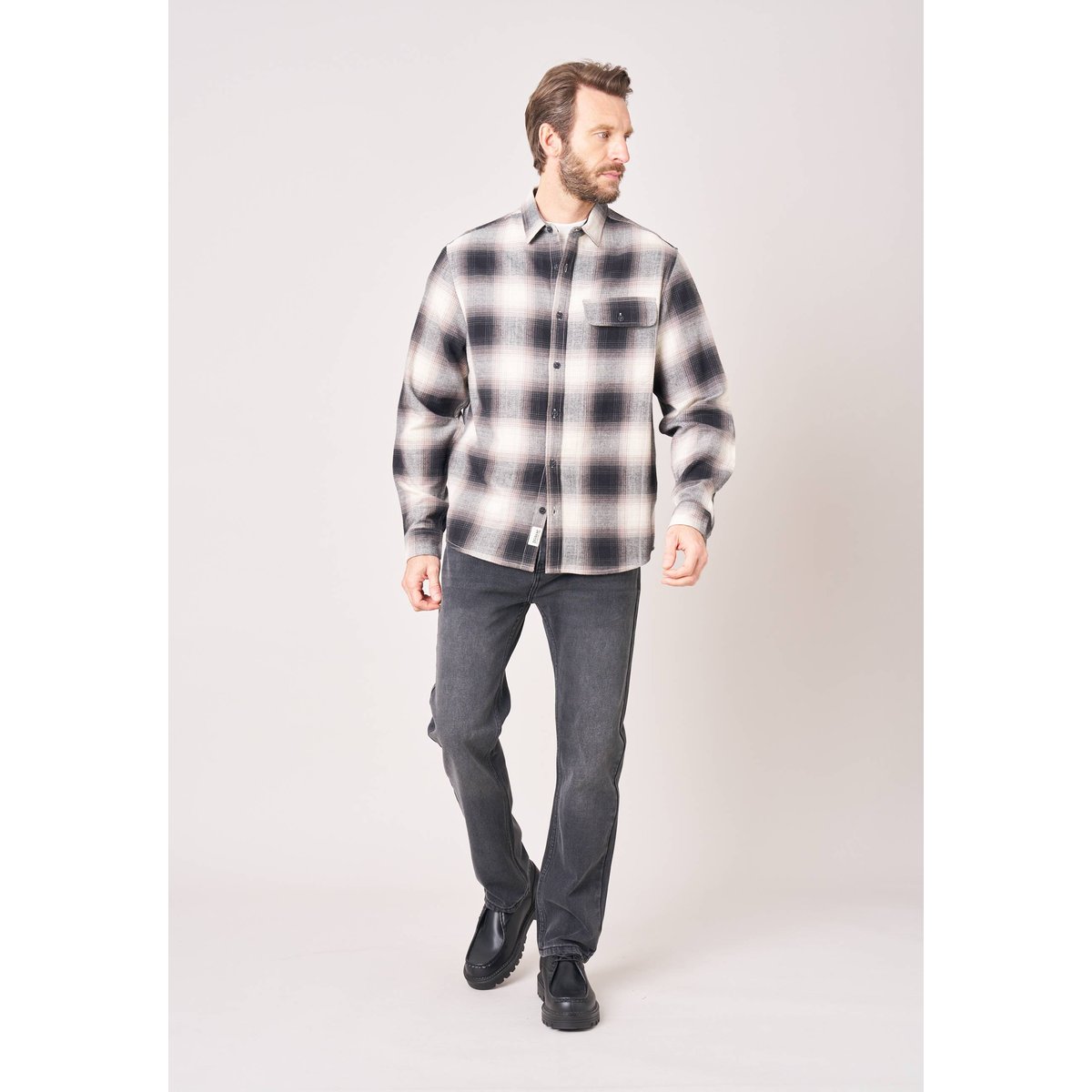 Chemise à carreaux homme en 100% coton BRAGA black, DEELUXE