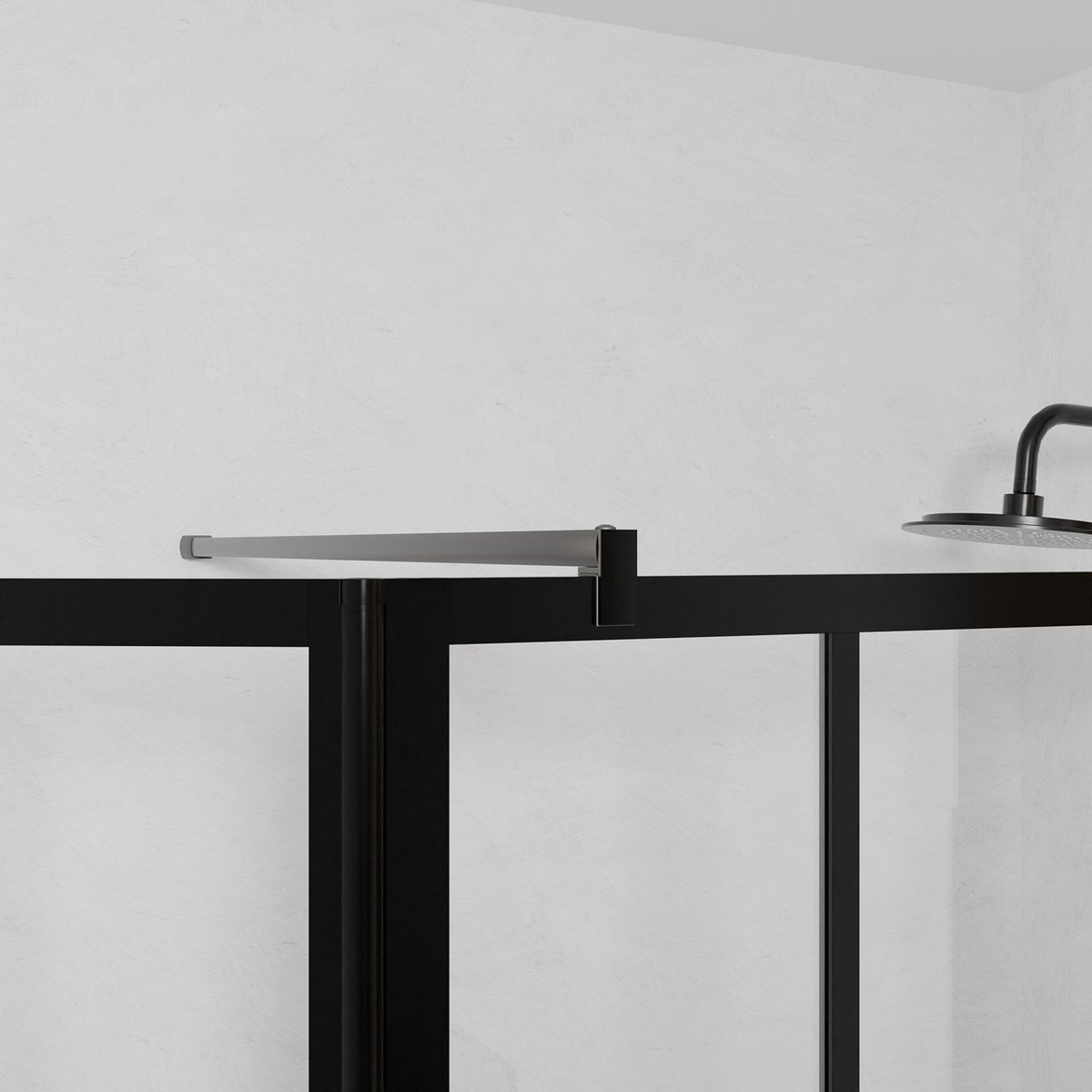 Paroi de douche verrière avec volet pivotant en verre trempé 5 mm noir, HOME MAISON