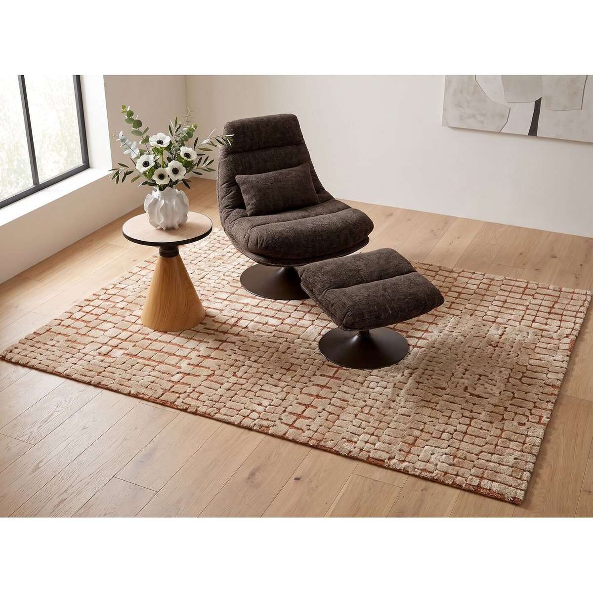 Tapis en viscose beige et orange, BRICK beige, KARE DESIGN