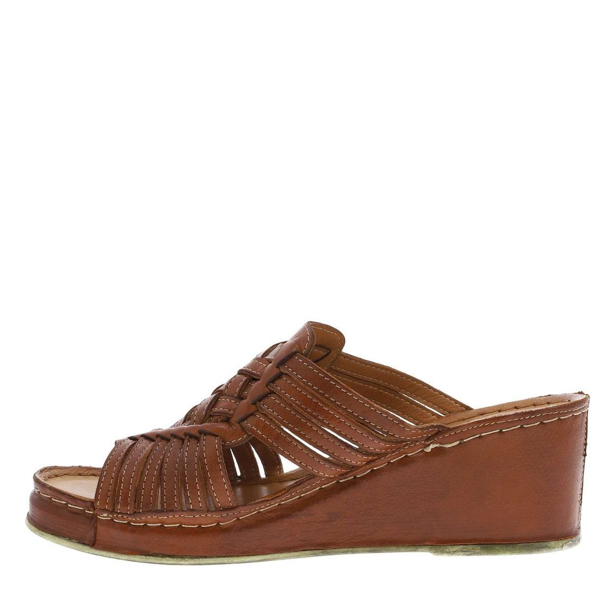 Mules FANNI cuir talon semi-compensé marron, LAURA VITA