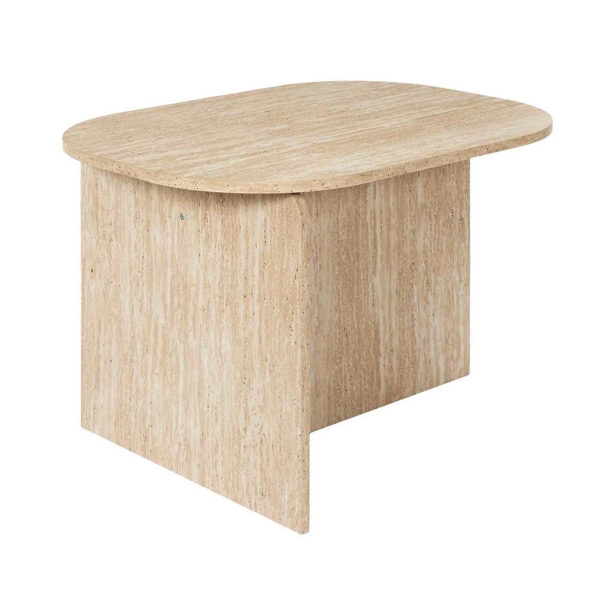 Table basse ovale effet travertin PIETRA beige, THE HOME DECO FACTORY